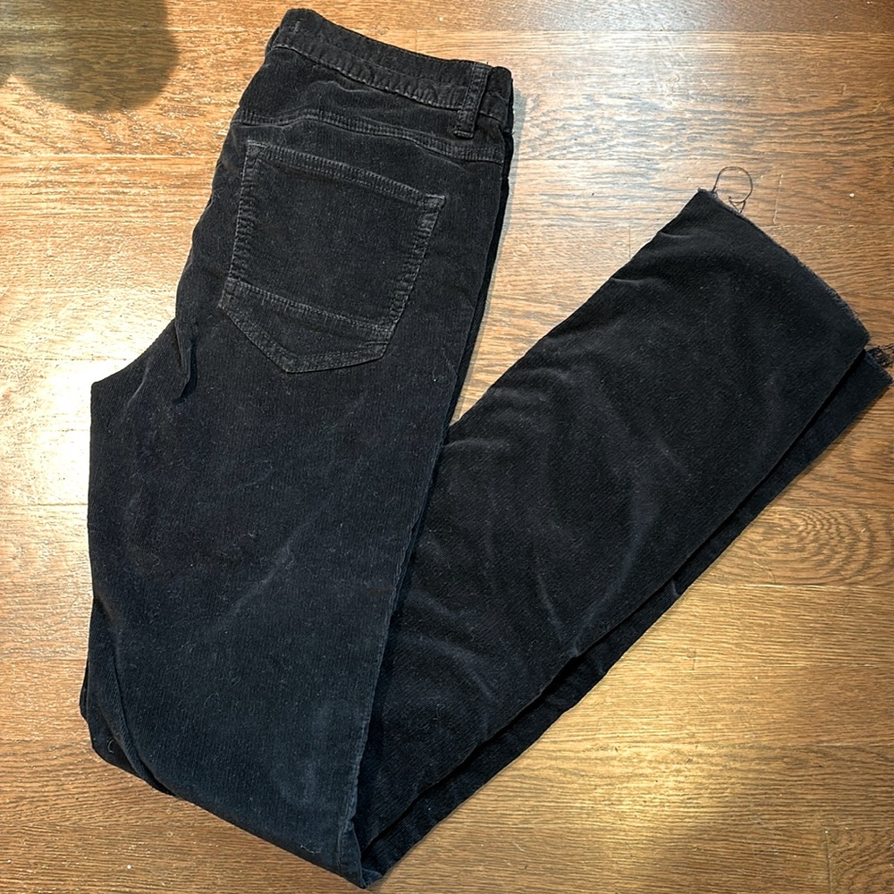 Free People Black Wide Leg Corduroy Trouser Pants-Size 27